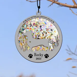 Custom Dog Breed Memorial Stained Glass Anniversary Gift, Pet Memorial, Dog Light Catcher