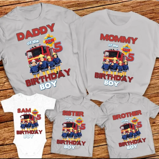 Custom Fire Truck Birthday Shirt for Birthday Boy 2
