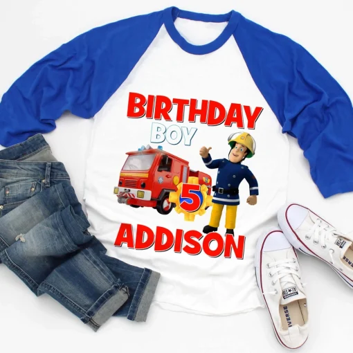Custom Fireman Sam Birthday T Shirt 2