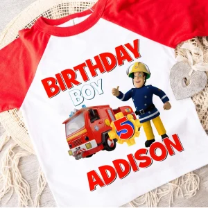 Custom Fireman Sam Birthday T Shirt 3
