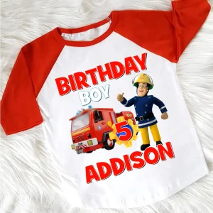 Custom Fireman Sam Birthday T Shirt