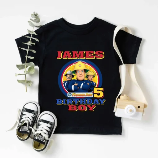 Custom Fireman Sam Family T Shirt with Name and Age