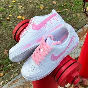 Customize Handmade painting and spray painting pink ice cream Nike Air Force 1 Shoes (2)