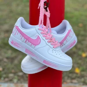 Customize Handmade painting and spray painting pink ice cream Nike Air Force 1 Shoes (3)