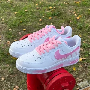 Customize Handmade painting and spray painting pink ice cream Nike Air Force 1 Shoes (4)