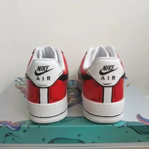 Customize Handmade painting and spray painting red black ice cream cartoon anime Nike Air Force 1 S (1)