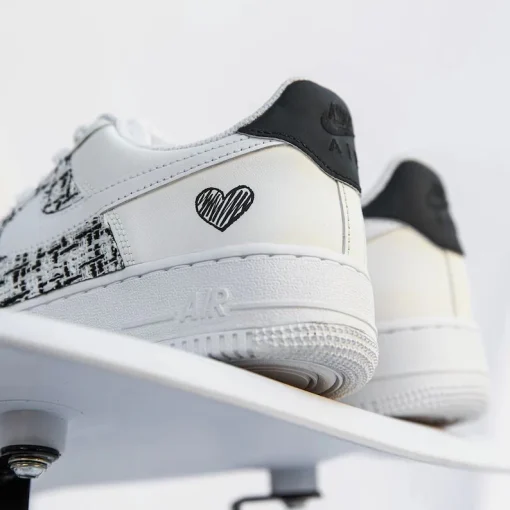 Customize The Nike Air Force 1 Handmade Black And White Grid Fabric (2)
