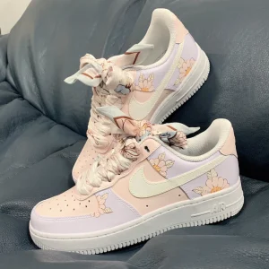 Customize The Nike Air Force 1 Handmade Flower Silk Scarf Pink Women's Wedding Shoes (4)