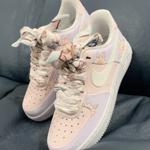 Customize The Nike Air Force 1 Handmade Flower Silk Scarf Pink Women's Wedding Shoes (5)