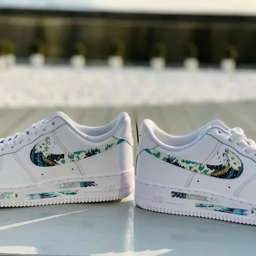 Customize The Nike Air Force 1 Handmade Ukiyoe Waves Painting Shoes (2)