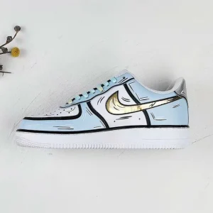Customize the Hand painting and bule spray painting cartoon Graffiti Nike Air Force One Shoes (2)