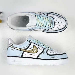 Customize the Hand painting and bule spray painting cartoon Graffiti Nike Air Force One Shoes (3)