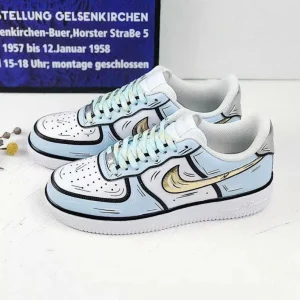 Customize the Hand painting and bule spray painting cartoon Graffiti Nike Air Force One Shoes (4)