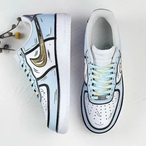 Customize the Hand painting and bule spray painting cartoon Graffiti Nike Air Force One Shoes (5)
