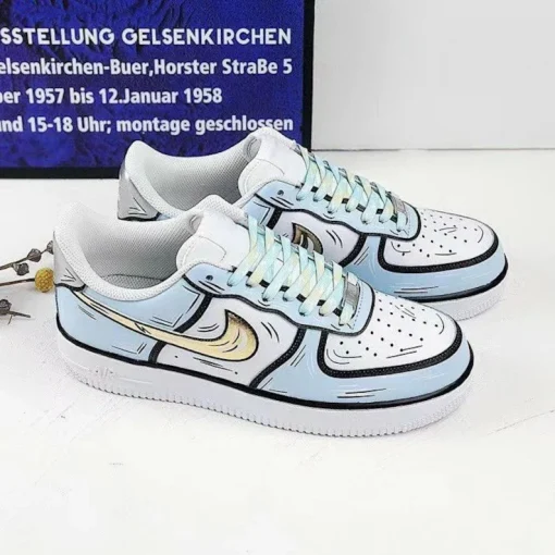 Customize the Hand painting and bule spray painting cartoon Graffiti Nike Air Force One Shoes (6)