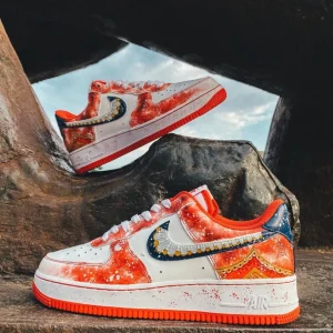 Customize the Nike Air Force 1 Handmade Retro cultural creation the first snow of the Red Pal ( (3)