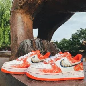 Customize the Nike Air Force 1 Handmade Retro cultural creation the first snow of the Red Pal ( (4)