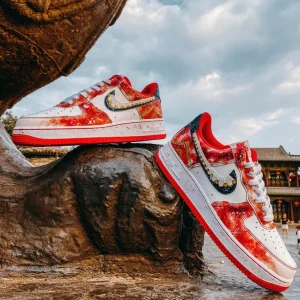 Customize the Nike Air Force 1 Handmade Retro cultural creation the first snow of the Red Pal ( (6)