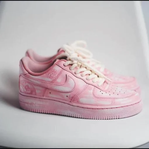 Customize the Nike Air Force 1 retro spray painted pink cashew pattern Shoes (4)