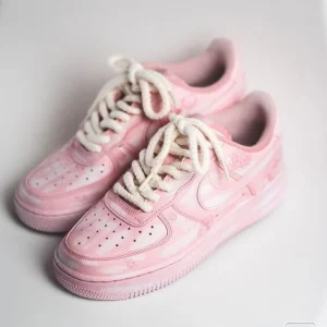 Customize the Nike Air Force 1 retro spray painted pink cashew pattern Shoes (6)