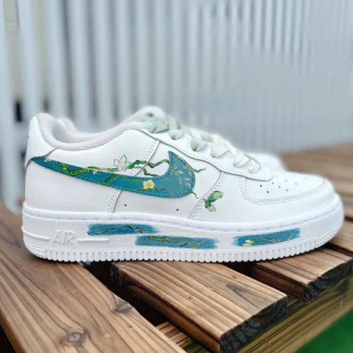 Customize the Nike Air Force 1 shoes Handmade Painting blooming apricot blossoms of Van Gogh (5)