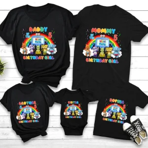 Family Bỉthday Shirt with Word Party Characters - Lulu, Tilly and More 2
