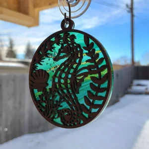 Green Seahorse Suncatcher A Beautiful Anniversary Gift for Your Mom-4