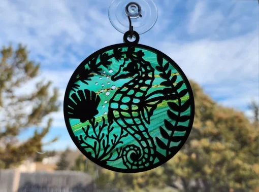 Green Seahorse Suncatcher A Beautiful Anniversary Gift for Your Mom-5