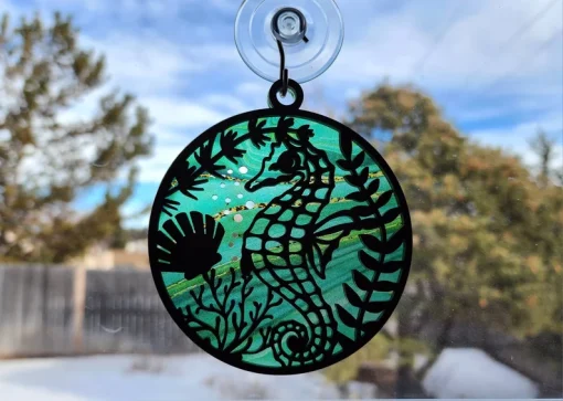 Green Seahorse Suncatcher A Beautiful Anniversary Gift for Your Mom-6