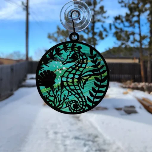Green Seahorse Suncatcher A Beautiful Anniversary Gift for Your Mom-7