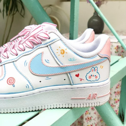 Handmade Pink Bunny Custom Nike Air Force 1 Shoes (5)