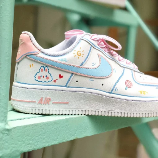 Handmade Pink Bunny Custom Nike Air Force 1 Shoes (7)