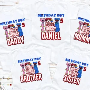 Huggy Wuggy and Mommy Long Legs Birthday Shirt 3