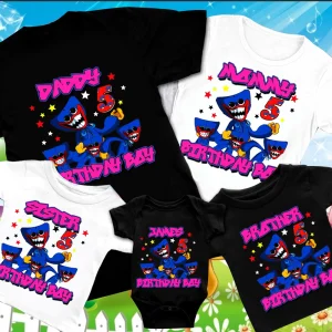 Kids Birthday Shirt with Huggy Wuggy Print 2