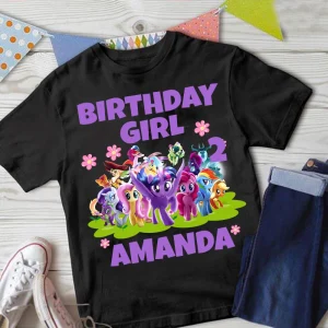 Personalized Birthday Girl Shirt with My Little Pony Custom Name And Age