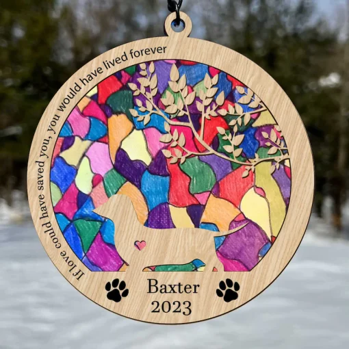 Personalized Dog Memorial Suncatcher Anniversary Gift, Pet Memorial Gift, Dog Light Catcher