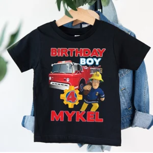 Personalized Family T Shirt for Fireman Sam Party with Name and Age 2