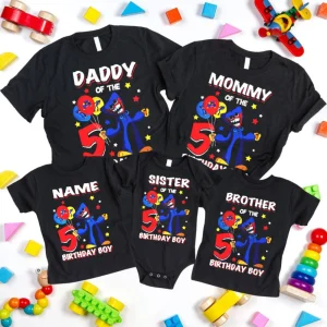Personalized Huggy Wuggy Poppy Playtime Family Birthday Tees