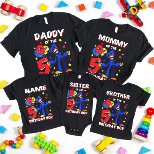 Personalized Huggy Wuggy Poppy Playtime Family Birthday Tees