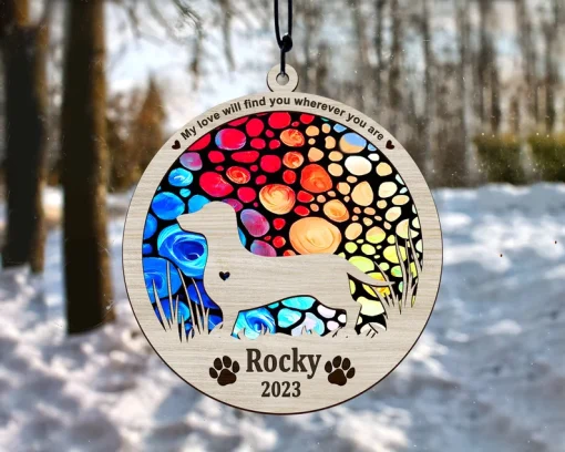 Pet Memorial Gift Rainbow Bridge Dog Suncatcher-2