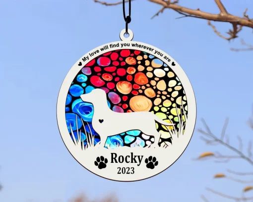 Pet Memorial Gift Rainbow Bridge Dog Suncatcher-3