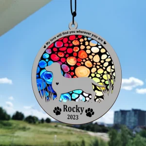 Pet Memorial Gift Rainbow Bridge Dog Suncatcher