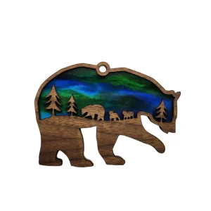Wooden Bear and Cubs Sun Catcher A Beautiful Gift for Any Occasion-1
