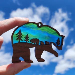 Wooden Bear and Cubs Sun Catcher A Beautiful Gift for Any Occasion-5