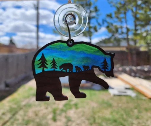 Wooden Bear and Cubs Sun Catcher A Beautiful Gift for Any Occasion-6
