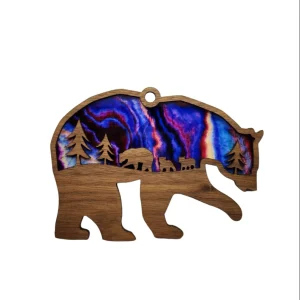 Wooden Bear and Cubs Sun Catcher A Thoughtful Gift for Mom-1