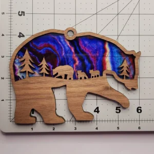 Wooden Bear and Cubs Sun Catcher A Thoughtful Gift for Mom-3