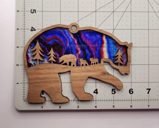 Wooden Bear and Cubs Sun Catcher A Thoughtful Gift for Mom-3