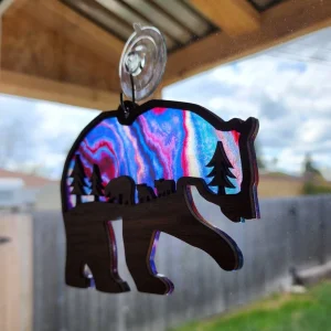 Wooden Bear and Cubs Sun Catcher A Thoughtful Gift for Mom-4