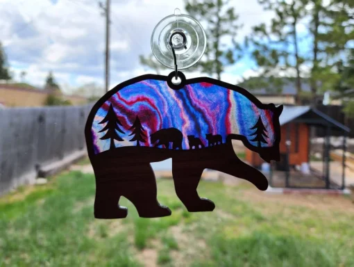 Wooden Bear and Cubs Sun Catcher A Thoughtful Gift for Mom-6